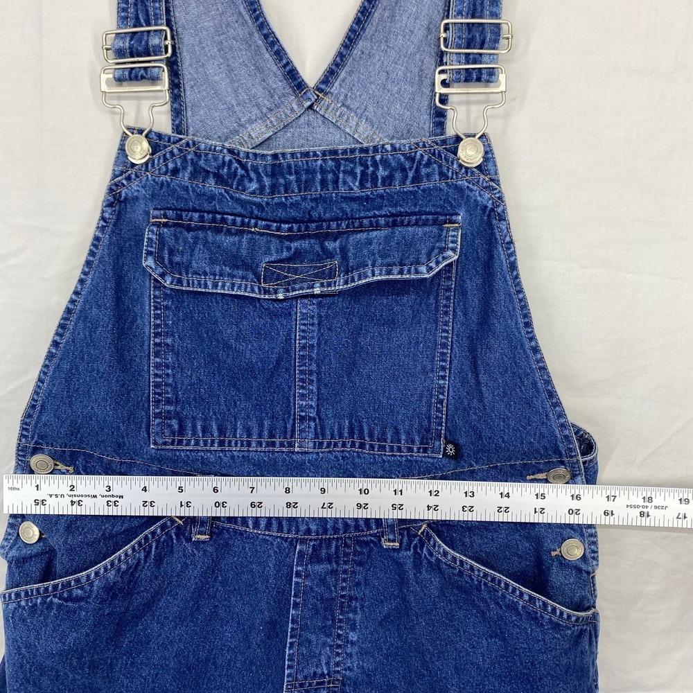 No Boundaries Juniors Denim Shortalls Overalls Dark Rinse Blue Size L 11/13